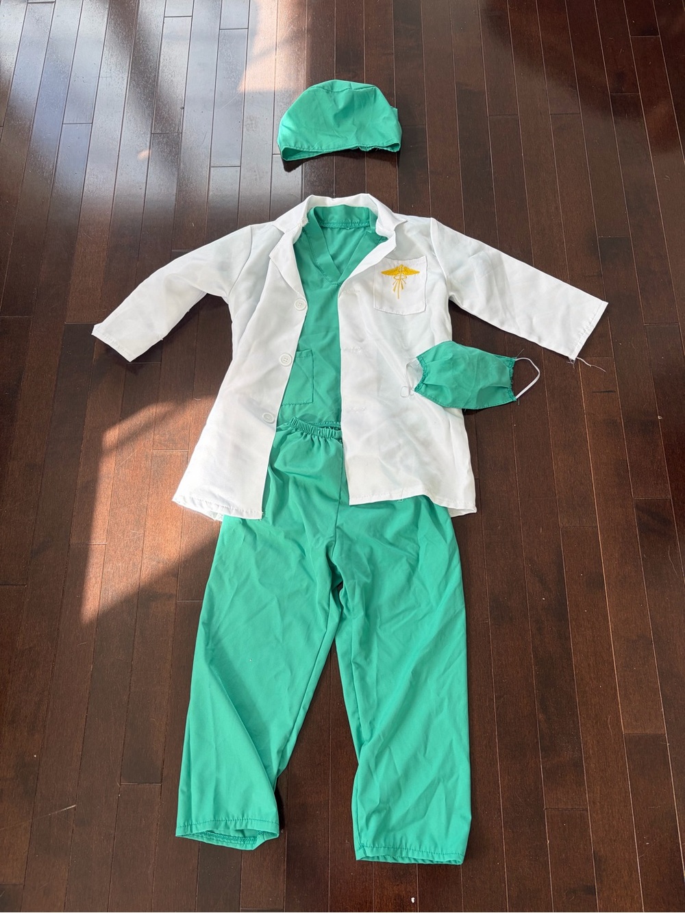 Kids Green Doctor Costume Set with White Lab Coat
